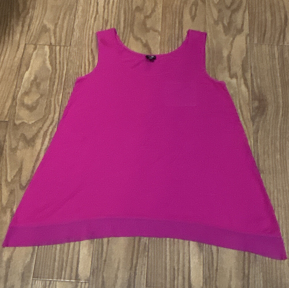CG Women L Pink Solid Tank Top Sleeveless Round Neck Wide Strap Pocket